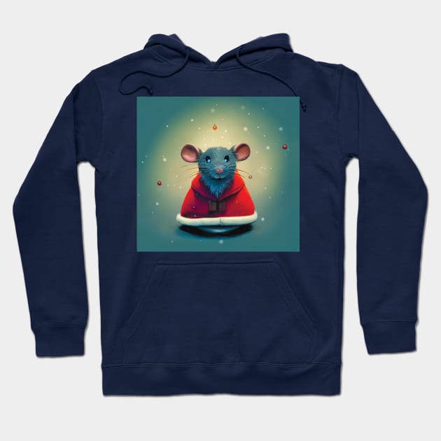 Santa Mouse in Father Christmas Outfit. Collage style Hoodie by Geminiartstudio